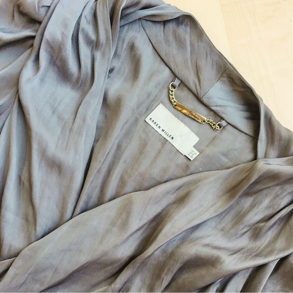 Karen Millen silver grey shawl collar open front designer evening jacket top 6 - Picture 15 of 16